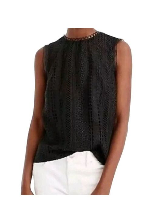 J. Crew Tops - J. Crew Sleeveless Lace Blouse Lined Overhead Black Top Women's Size 0